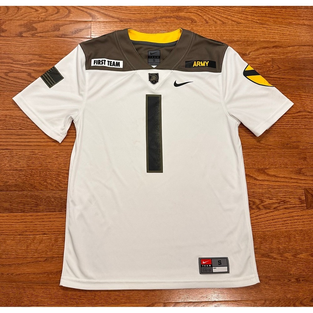 Nike Army West Point Black Knights Team Jersey Mens Small White #1 1st Cavalry